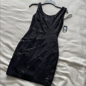 GUESS Black Sequin Form Fitting Bodycon Dress